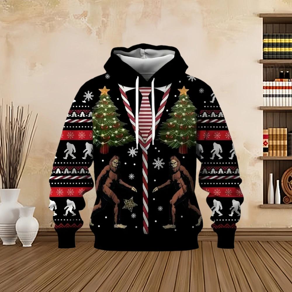 Men's Christmas Beer Hooded Sweater Christmas Party Long Sleeve with Drawstring Hoodies Comfortable Oversize Sweatshirt for Men