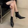 2025 Autumn and Winter New Temperament Fashionable Versatile Pointed High Heel Fashion Short Boots Rear Zipper Thin Heel Elastic Thin Boots