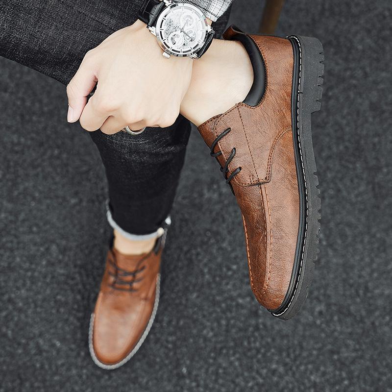 Fashion Hot Selling Men's Leather Shoes for Leisure and Business Retro Classic Black Fashion Wedding Party Outdoor Travel  Male Shoes