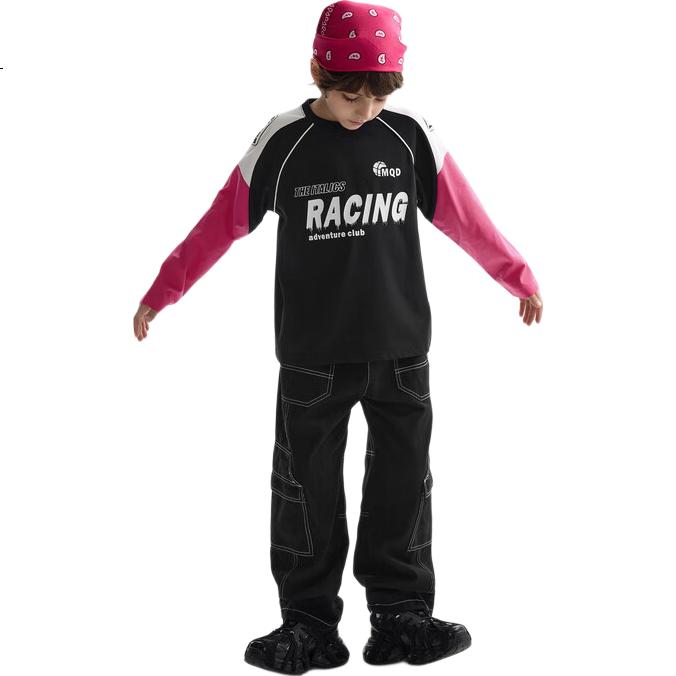 MQD Children's Clothing, Boys' Autumn New Style, Street Fashion Multi-Pocket Versatile Casual Pants, Black, Size 140