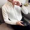 Men's Trendy Korean-Style Long-Sleeve Slim Fit White Waffle Shirt - Spring/Autumn Business Casual