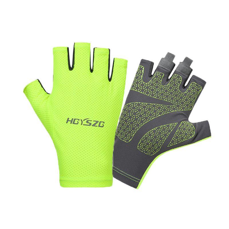

Fitness Gloves Men s Summer Thin Sunscreen Riding Driving Sports Equipment Training Yoga Non-Slip Fishing Half Finger Women Breathable net Green M