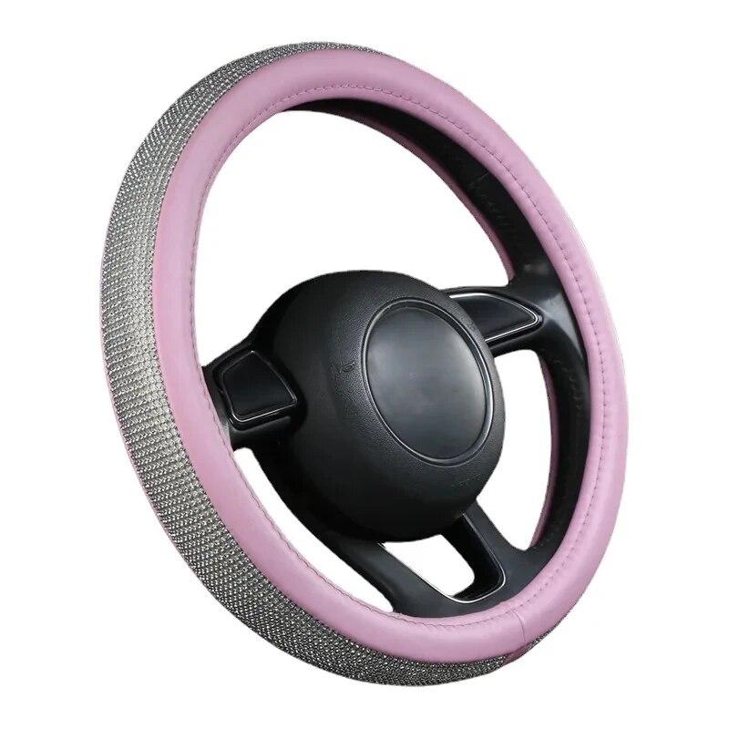 Car Steering Wheel Cover Daisy Flowers Anti Slip Sweat Absorbing Universal 38cm Diamond Crystal Woman Styling Car Interior