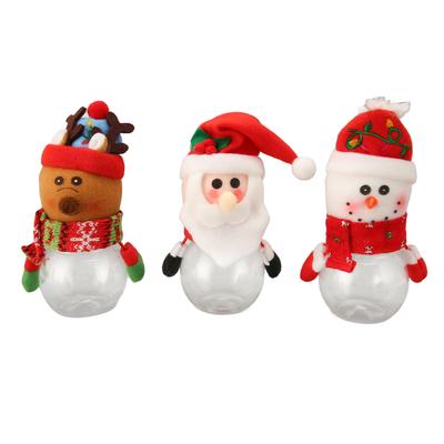 3pcs Christmas Candy Jars Transparent Clear Plastic Biscuits Jars Decorative Santa Snowman Jar for