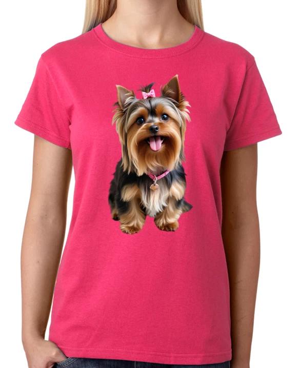 Cute Yorkshire Terrier Dog T-Shirt Ladies Fitted Tee Womens Fashion Top XXXL