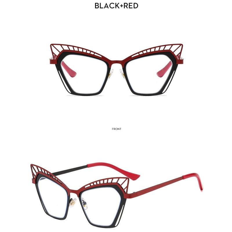 Women's Glasses, Fashionable Large-frame Metal Cat Eye Hollow Glasses.