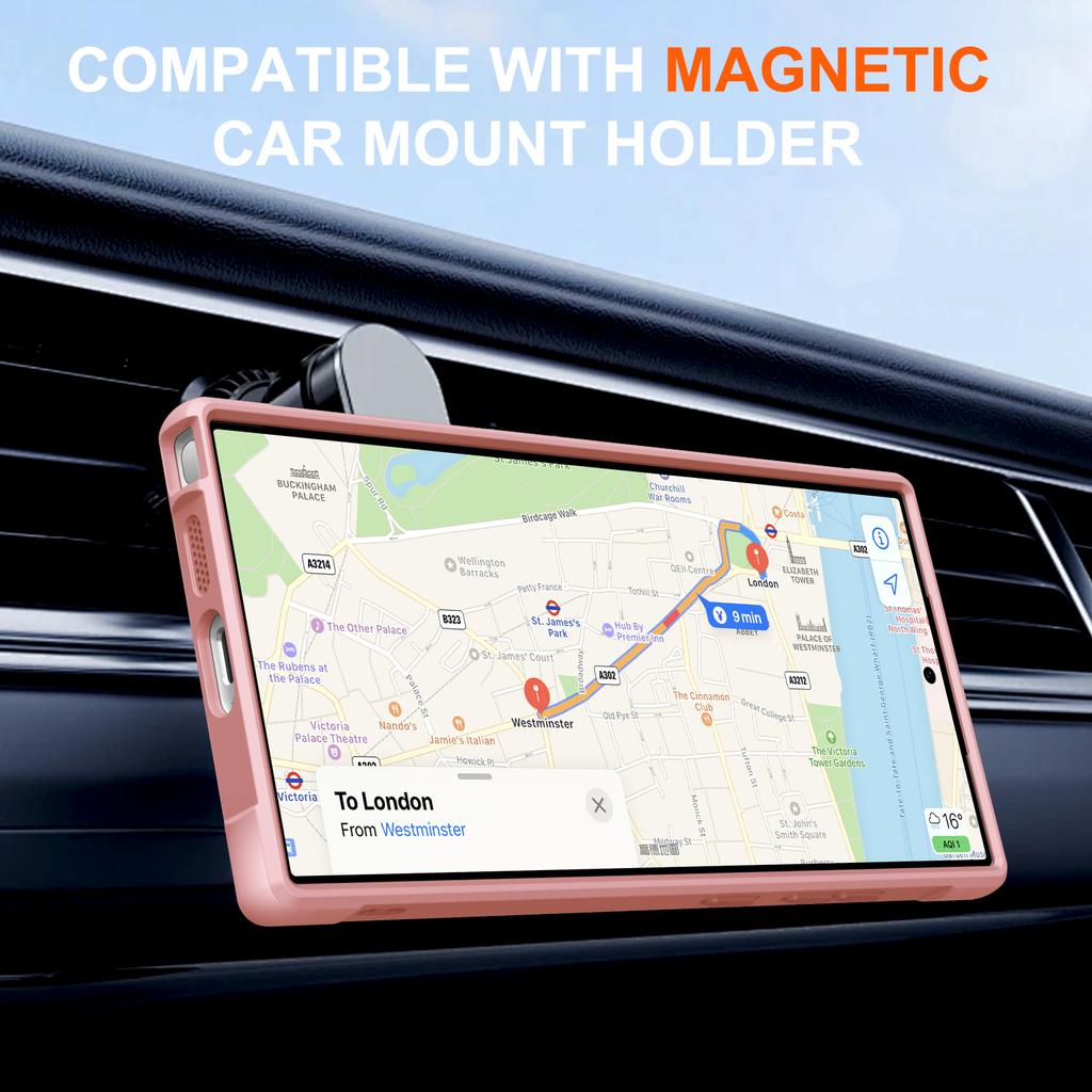 For Samsung Galaxy S24 Ultra Magnetic Case Kickstand TPU PC Shockproof Phone Back Cover