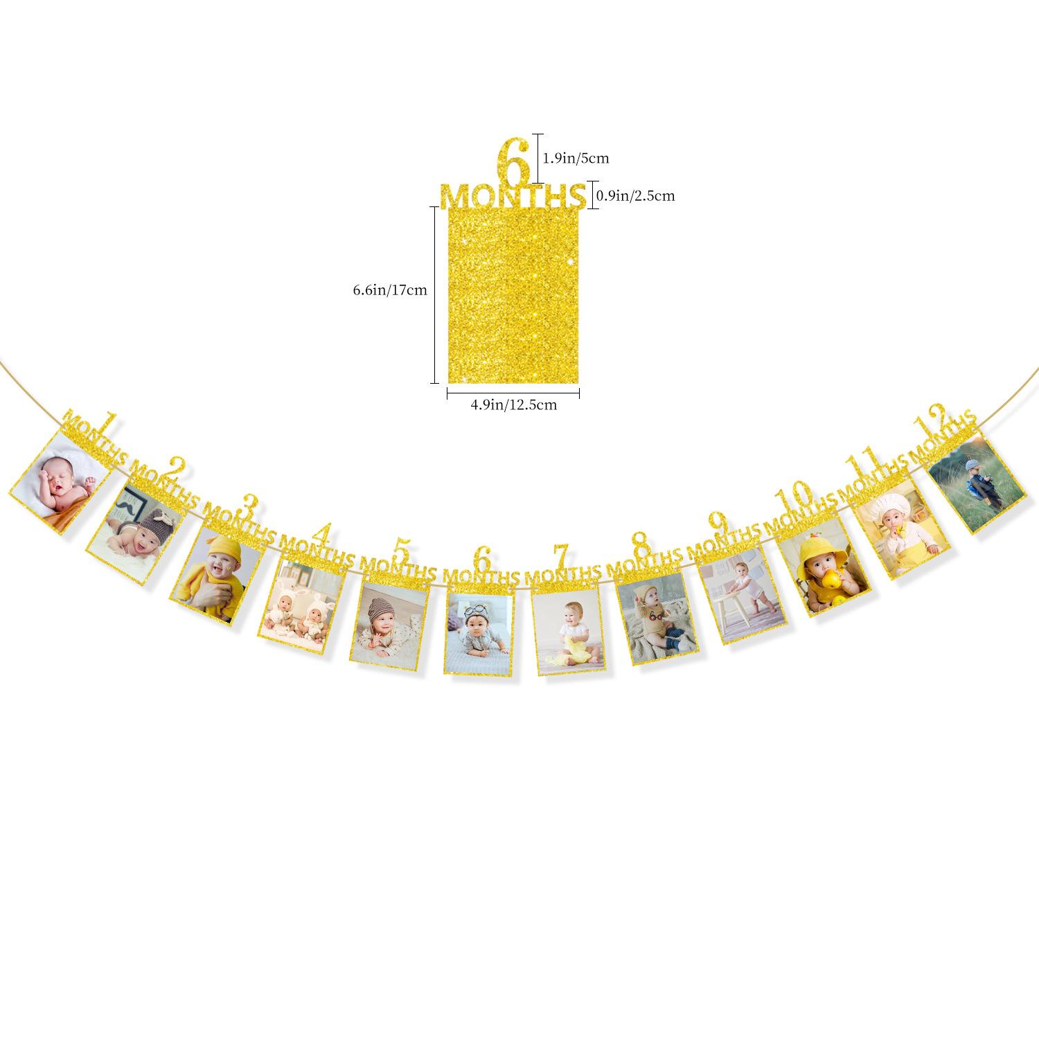 

Children S Birthday Party, First-Year Party Venue Decoration, January-December Photos, Flags, Photo Frames, Banners Glitter photo frame flag [Digital December]
