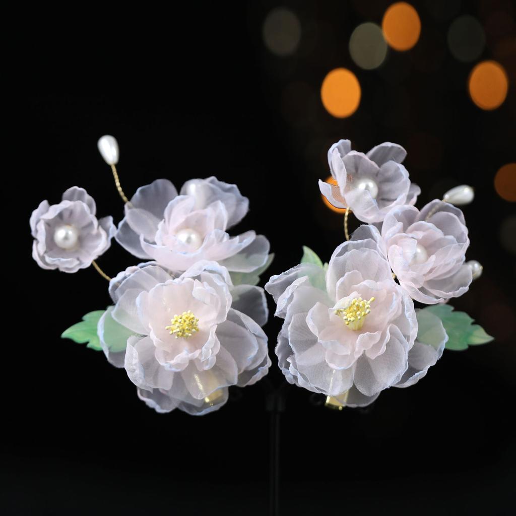 Flower Hair Clips Forks Chinese Hanfu Hair Accessories for Women Hairpin Fork Handmade Vintage Wedding Hair Jewelry Retro Crowns for Girl and Women