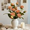 Artificial Roses Flowers for Flower Arrangement Realistic Fake Rose Branches with 4 Head Blooms And 2 Bud for Party Wedding Centerpiece Home Table