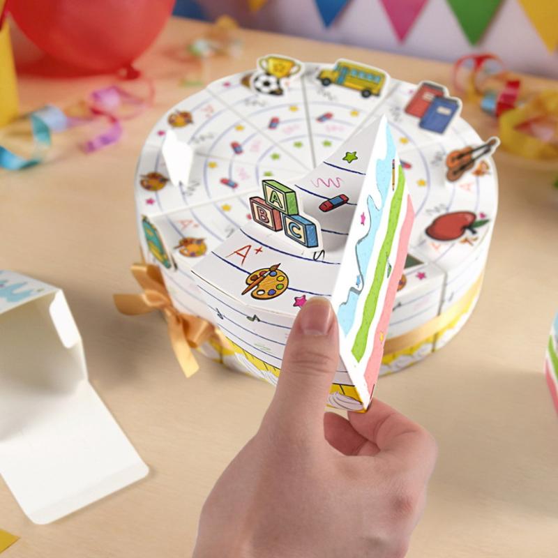 10 Pezzi Pezzo di Torta Triangolare Scatole di Carta per Caramelle Decorazione Regalo Bomboniera per Baby Shower Festa di Compleanno