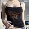 Dark Sexy Butterfly Printed Suspender Small Vest Women's American Elastic Slim Bottom Top Spice Girl New
