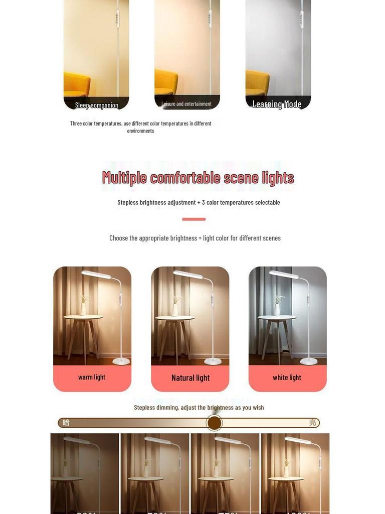 LED Floor Lamp: Study & Bedroom Reading Light for Students & Living Rooms