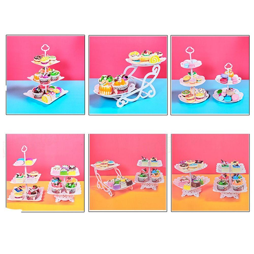 Plastic Cake Stand 2/3-Layers Food Fruit Plate Creative Dessert Rack Wedding Birthday Party