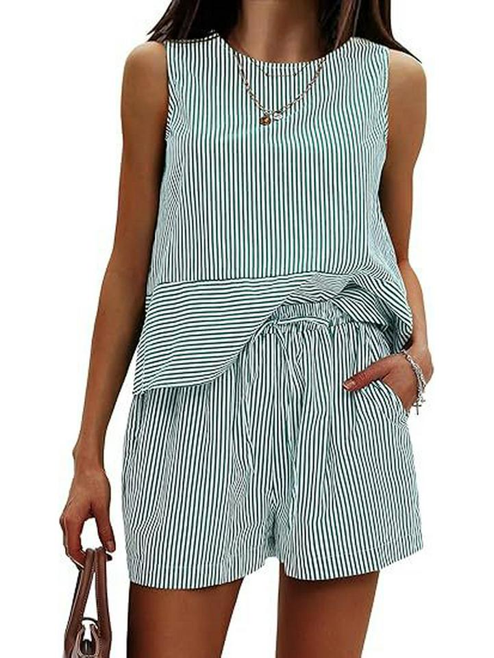 Sommer 2025 Ärmelloser Taillenanzug mit vertikalen Streifen