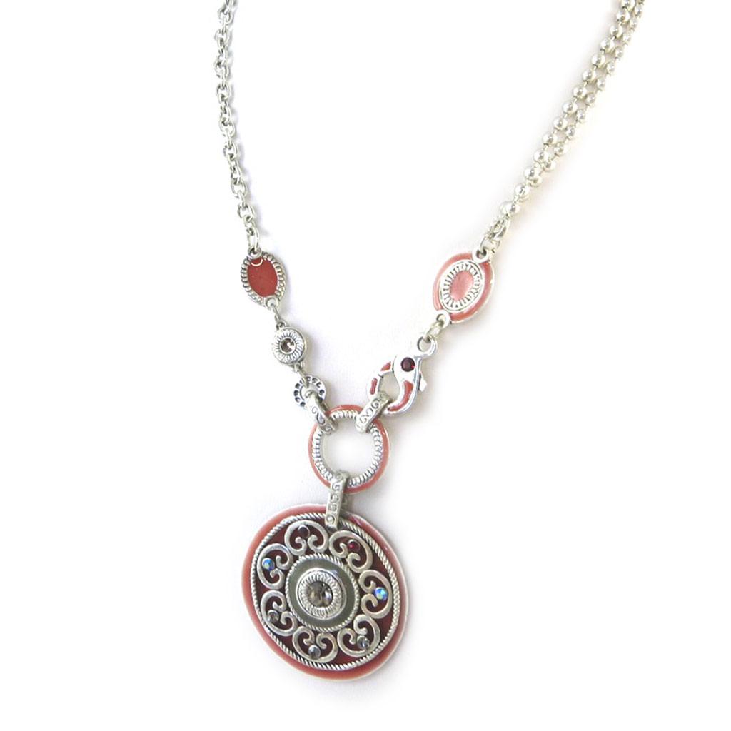 Les Trésors De Lily [C5450] - Designer Necklace 'Babouchka' Red Gray