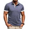 Men's Light Blue Contrast Trim Polo Shirt Short Sleeve Slim Fit Golf Shirt