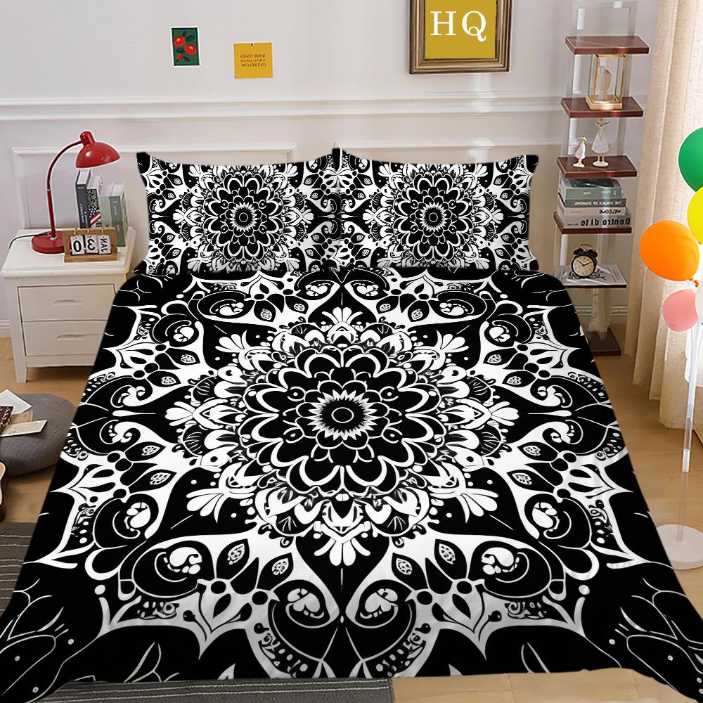 Zestaw poszewek na kołdrę 3D w kolorze czarnym Paisley King Size Home Textiles Girl Bedspread Luxury Bedding Cover Set
