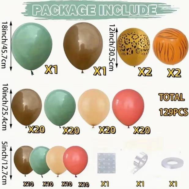 Forest Theme Blue Brown Latex Balloon Set Jungle Birthday Party Decoration Jungle Arrangement