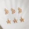 14K Gold Plated Zircon Star and Moon Pendant Necklace - DIY Jewelry Accessory
