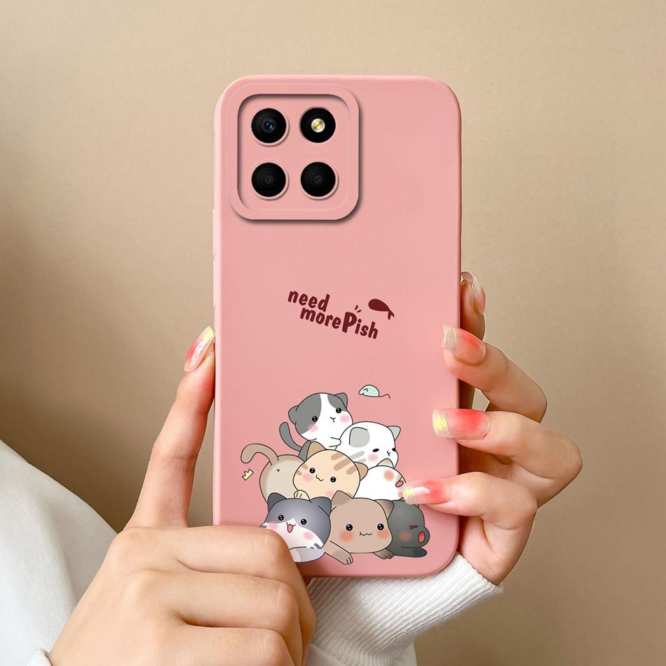 For Huawei Honor X6 X6S X6A Case Cartoon Liquid Silicone Full Coverage Anti Drop Phone Shell For HonorX6 X 6 X6 S A Bumper Funda