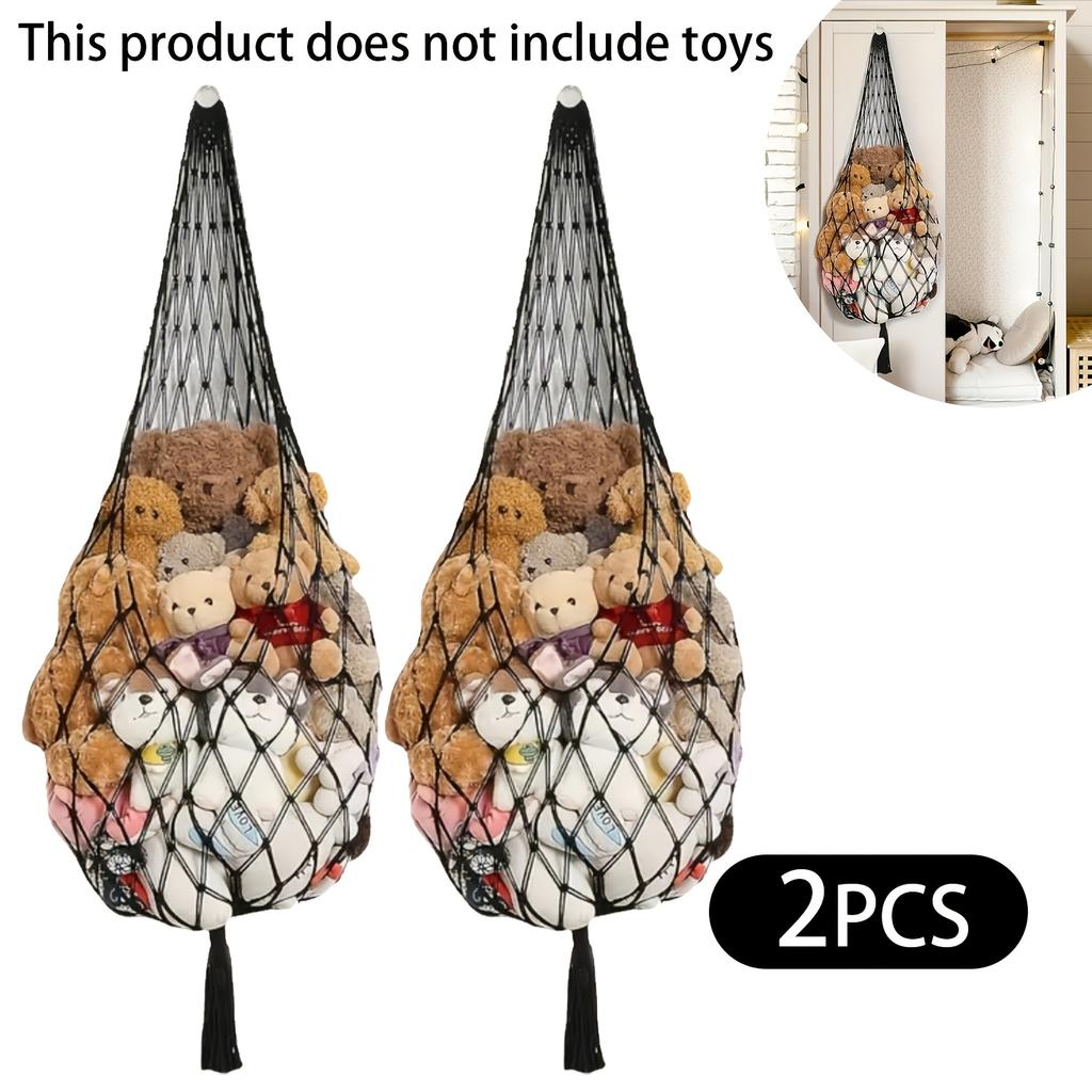 2Pcs Toy Storage Hammock | Extra-Large Plush Toy Corner Storage Decoration - Cute Hanging Stuffed Toy For Bedroom Decor