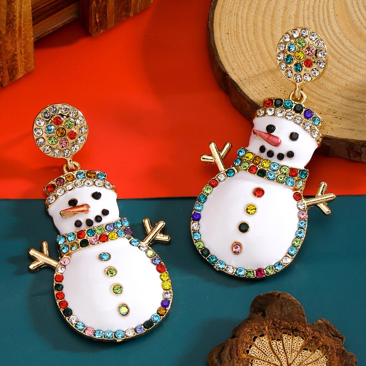 New Christmas Cartoon Snowman Earrings for Party Wear 1CM*3CM
