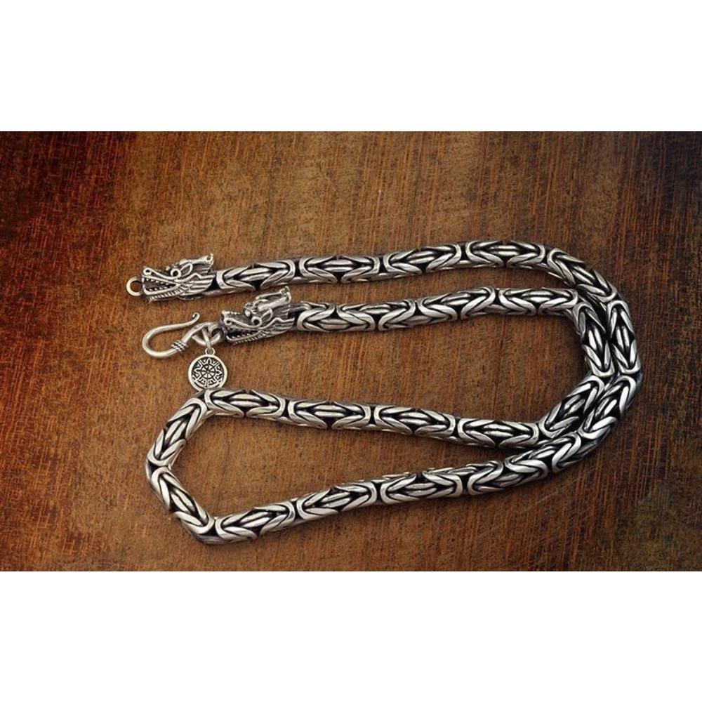 Noble Silver necklace Retro for men women classic 8MM rchain dragon 60cm Charm high quality Fine jewelry wedding gift