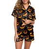 Women's Casual Fashion Halloween Printed Short Sleeve Home Suit
