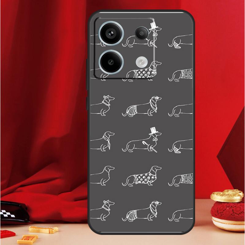 

Cartoon Dachshund Sausage Dog Phone Case For Xiaomi Redmi Note 13 Pro 12 10 9 8 11 Pro 12S 11S 10S 9S 10A 9C 10C 12C 13C Redmi Note 12 Pro 4G