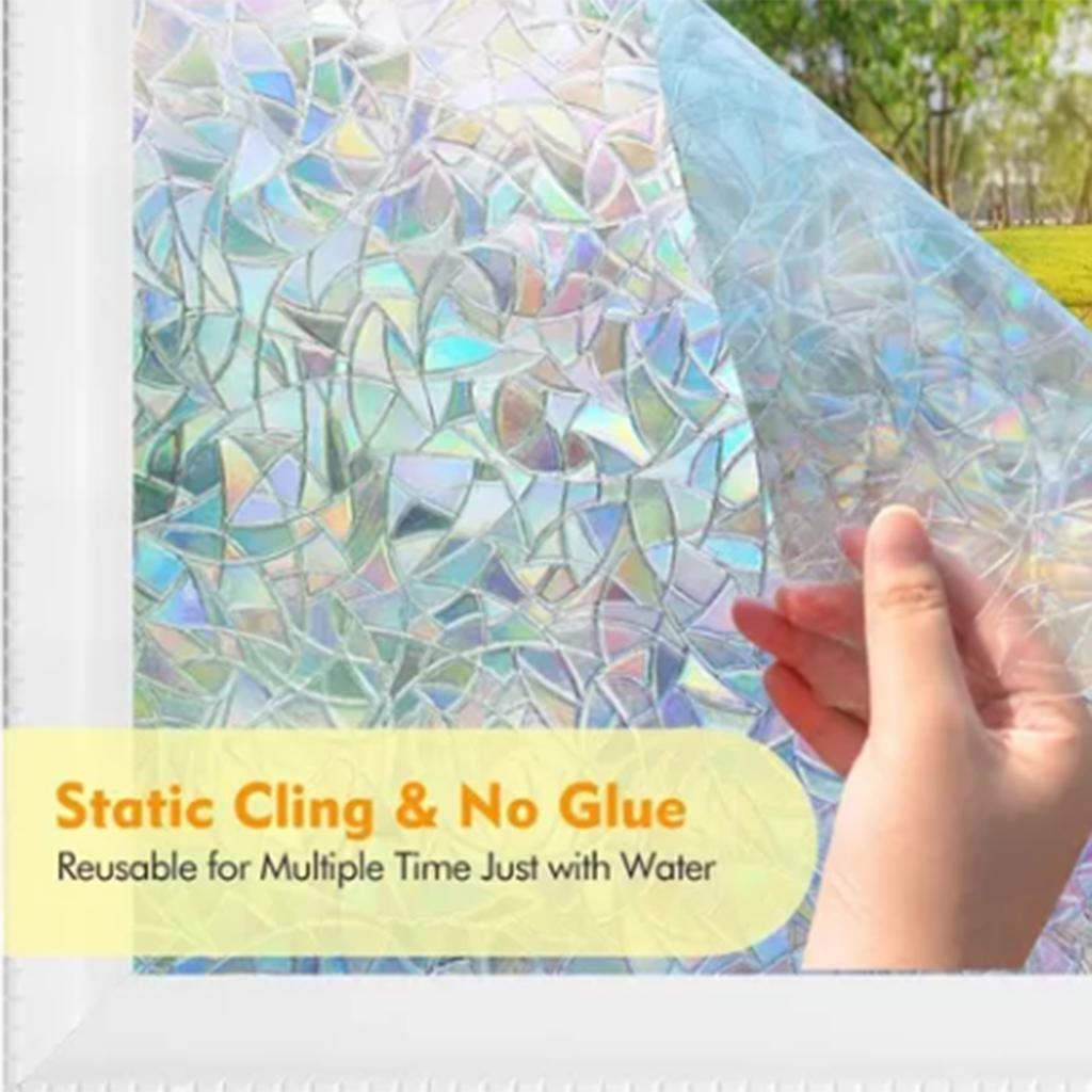 45x200cm Decorative Window Privacy Film 3D Rainbow Window Film Static Cling Window Sticker