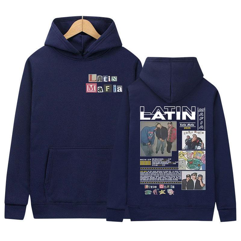 Rapper LATIN MAFIA Tour Album Graphics Hoody Men's Clothing Y2K Hip Hop Oversized Sweatshirt Fashion High Quality Fleece Hoodies