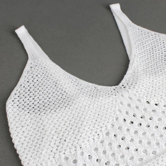 Women's Crochet Bodycon Dress Summer Knit Sleeveless Tank Dress High Slit Midi Dress Beach Cover Up Hollow Out Sundress