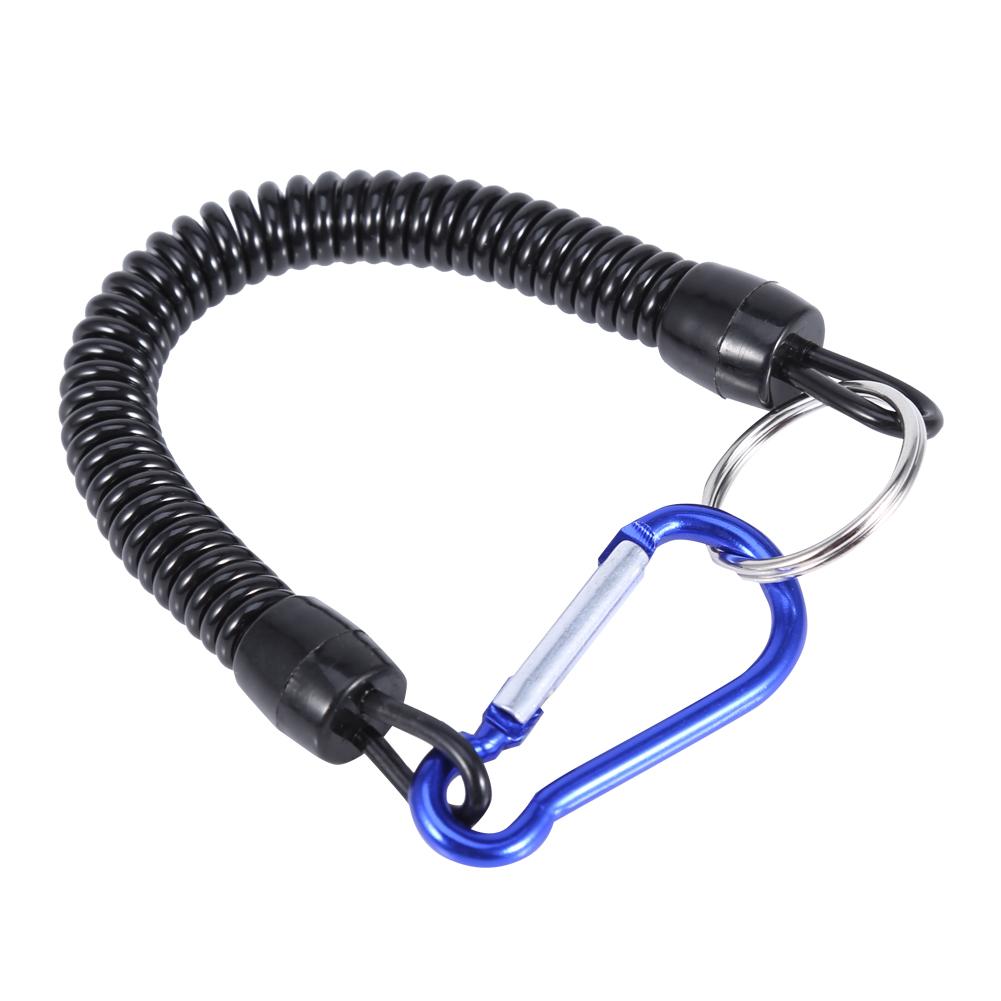 5Pcs Elastic Fishing Rope Boating Lanyards With Camping Carabiner Buckle Secure Lock Blue