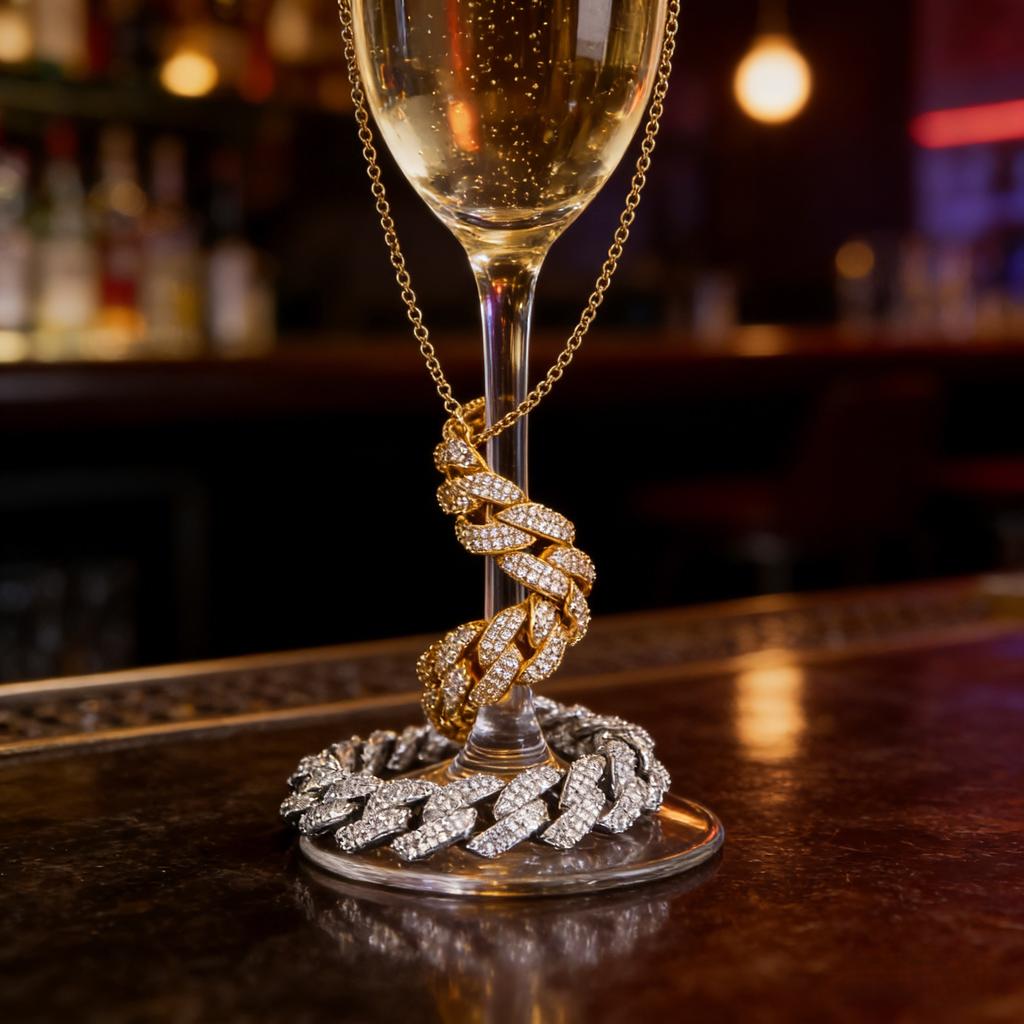 20-24Inch Double-Drain Cuban Chain Unisex Ice-Frozen Edition Sparkling Diamond-Shaped Hip-Hop Style Cuban Necklace Jewelry