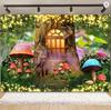 Fantasy Wonderland Jungle Mushroom House Fairy Tale Magic Photography Background Children's Birthday Party Decoration Background