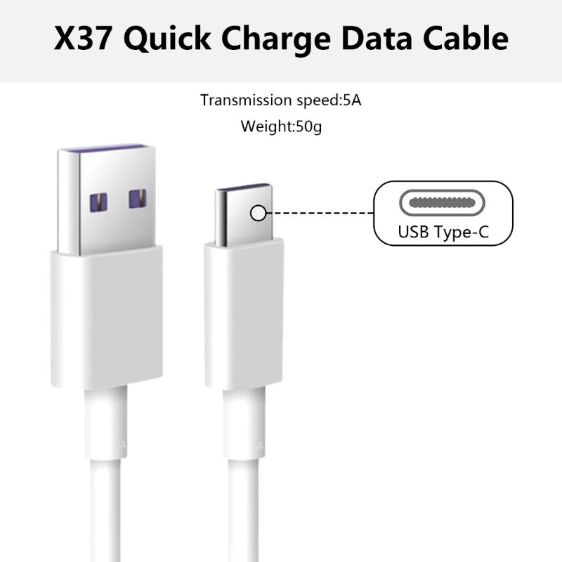 5A Fast Charging Cable USB Male To USB C Male Power Cable Cord for Tablets Phones Quick Charging Data Wire