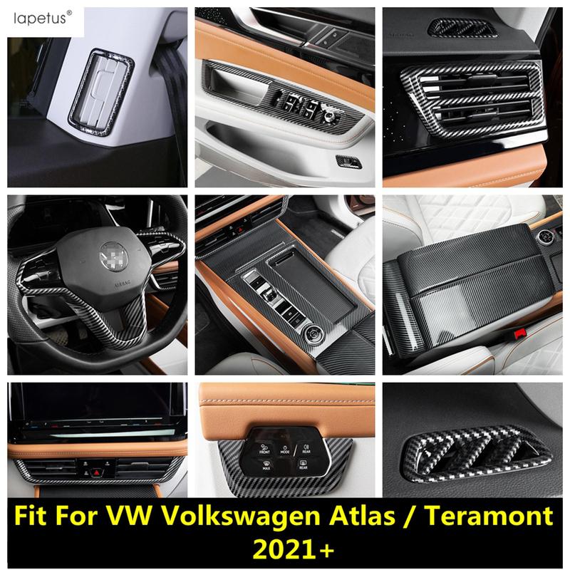 Steering Wheel / Window Lift / Middle Air AC Outlet Vent Cover Trim ABS Accessories For VW Volkswagen Atlas / Teramont