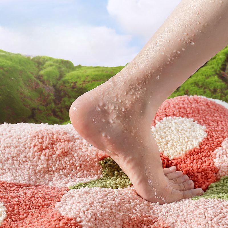 Simplicity Flower Bathroom Mat Non Slip Bath Rug Extra Absorbent and Soft Microfiber Bath Carpet Machine Washable Bath Rug