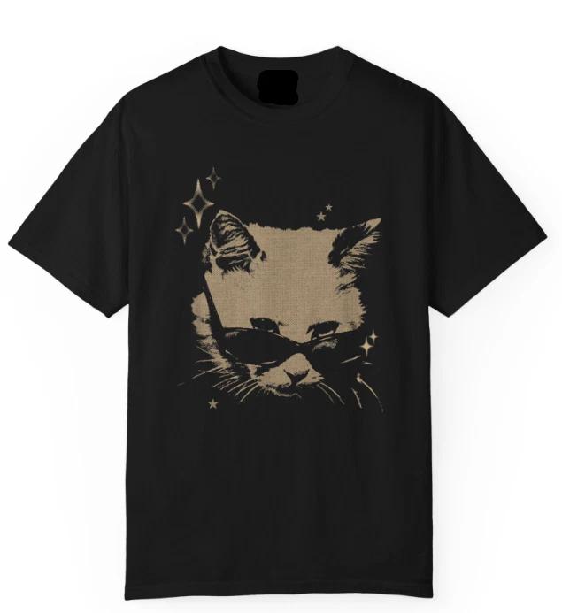 Y2K Cat Sunglasses 90s 2000s Grunge Vintage Graphic T-Shirt S