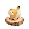 Calico Cat Carved Wooden Statue 1Pcs Mini Decorative Ornament for Home Office Table Decor Cat Fans