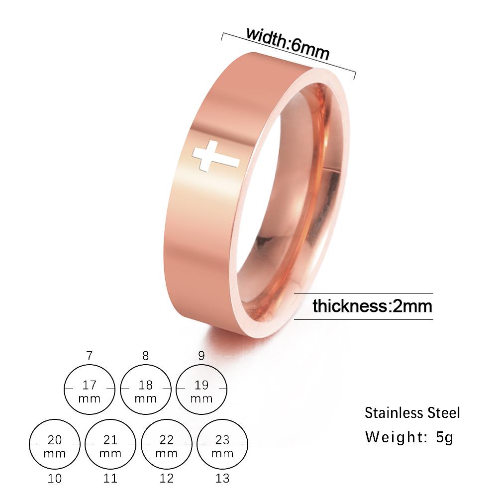 Hip Hop Kreuz Partnerringe Damen Herren Edelstahl 6mm/8mm Religiöser Christlicher Fingerring Punk Party Schmuck Geschenke