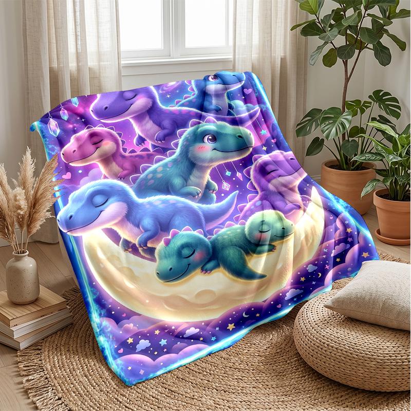 Dinosaur Dreams in the Sky blanket Personalized Name Flannel Blanket Soft Cozy Plush Throw for Sofa Bed Lightweight Home Decor