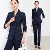 Women's Dark Blue High-End Professional Suit Set for Spring and Autumn Commuting