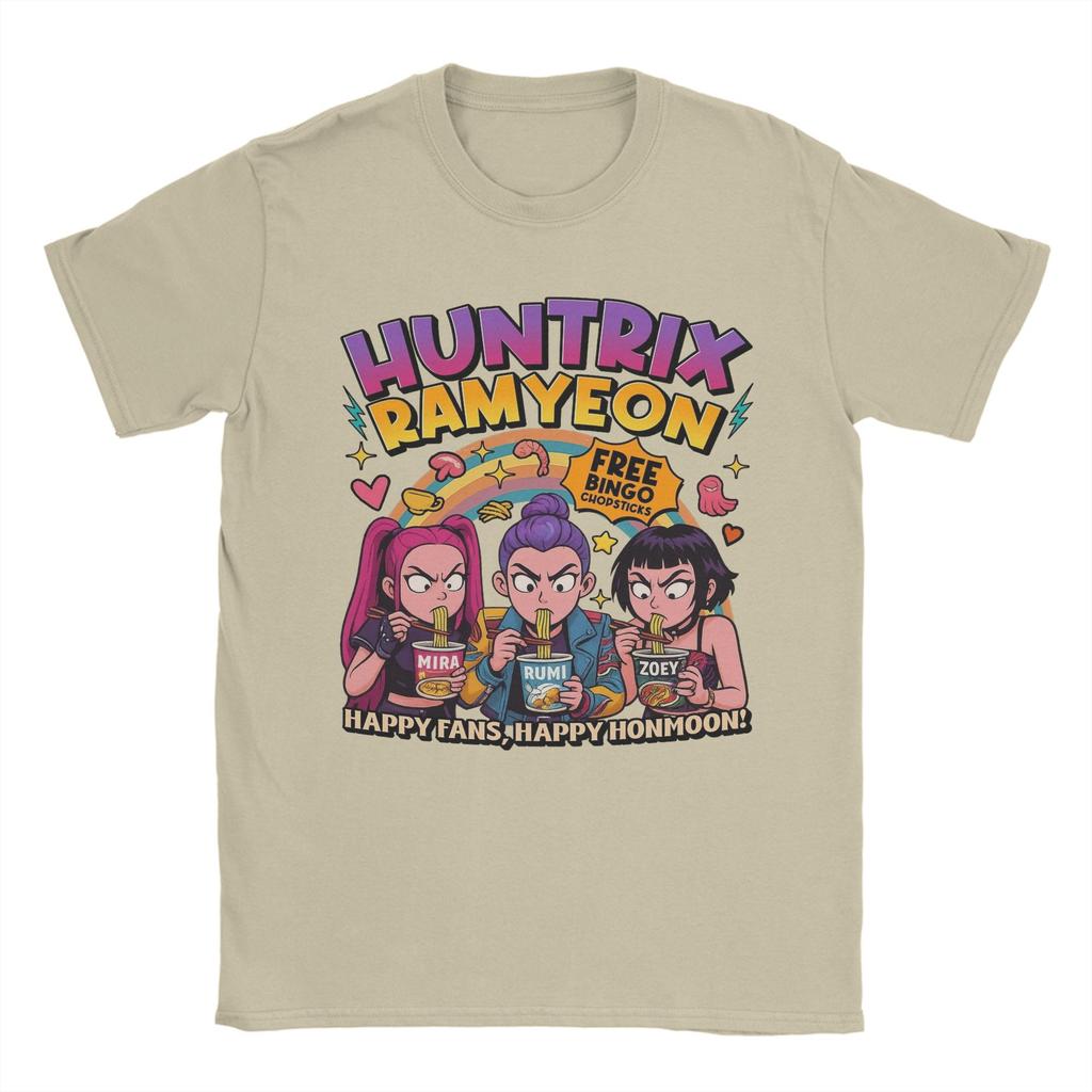 Herren T-Shirt Huntrix Ramyeon KPop Dämonenjäger Film Neuheit Baumwoll-T-Shirt Kurzarm T-Shirt Rundhals Kleidung Sommer