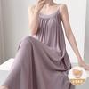 Summer cotton and silk suspender nightgown women's sleeveless chest pad can be worn outside loungewear anti-bumping artificial cotton dress