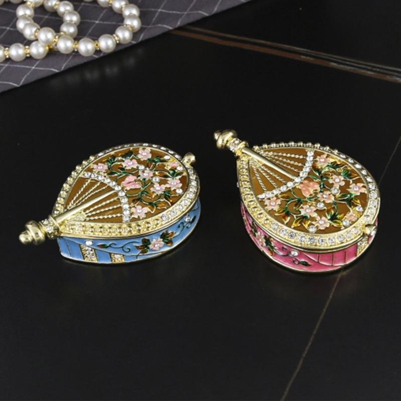 Delicate Chinese Pipa Jewelry Box Ornamental Pipa Enamel Box for Jewelry with Elegant Floral Motifs for Travel Use