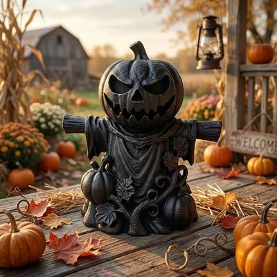 Gothic Pumpkin Scarecrow Figurines 3D Printed Miniature Halloween Leaf Spooky Lantern Statues Desktop Ornaments Home Decor Gifts