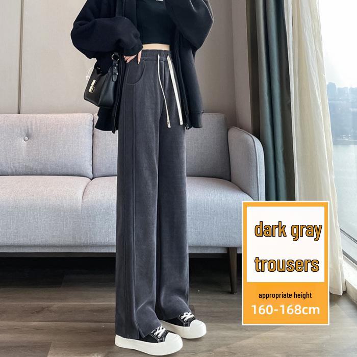 Schlanke Chenille Hose mit hohem Bund im Bananenschnitt - Damen Straight Leg für alle Jahreszeiten