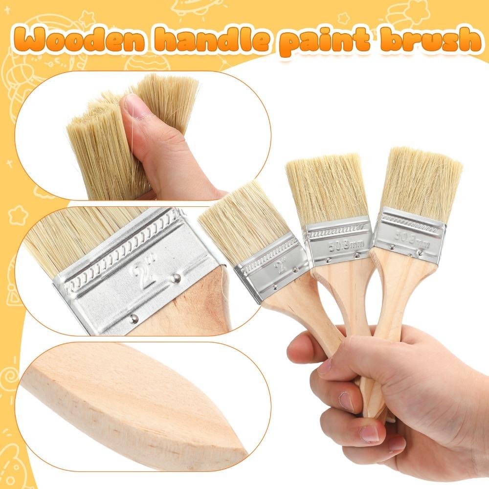 10/20 Pcs Soft Hair Painting Brushes Paint Brush Wooden Handle BBQ Brush 2 Inch for Wall and Furniture Paint Tool Set